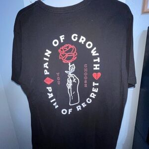 Black Graphic Tee with Red and White Design